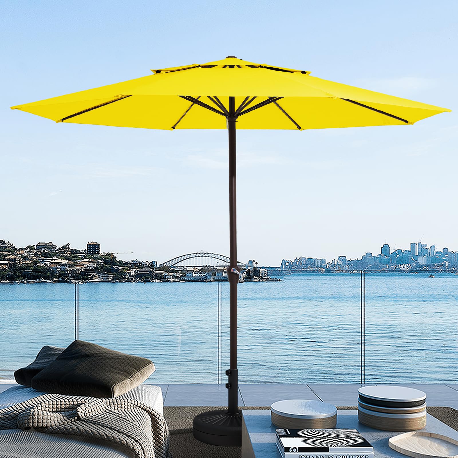12 FT 2-Tiers Patio Umbrellas Outdoor Large Market Umbrella With Crank