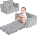 Toddler Couch, K2 2-in-1 Fold Out Toddler Sofa, Convertible Toddler Sofa to Lounger