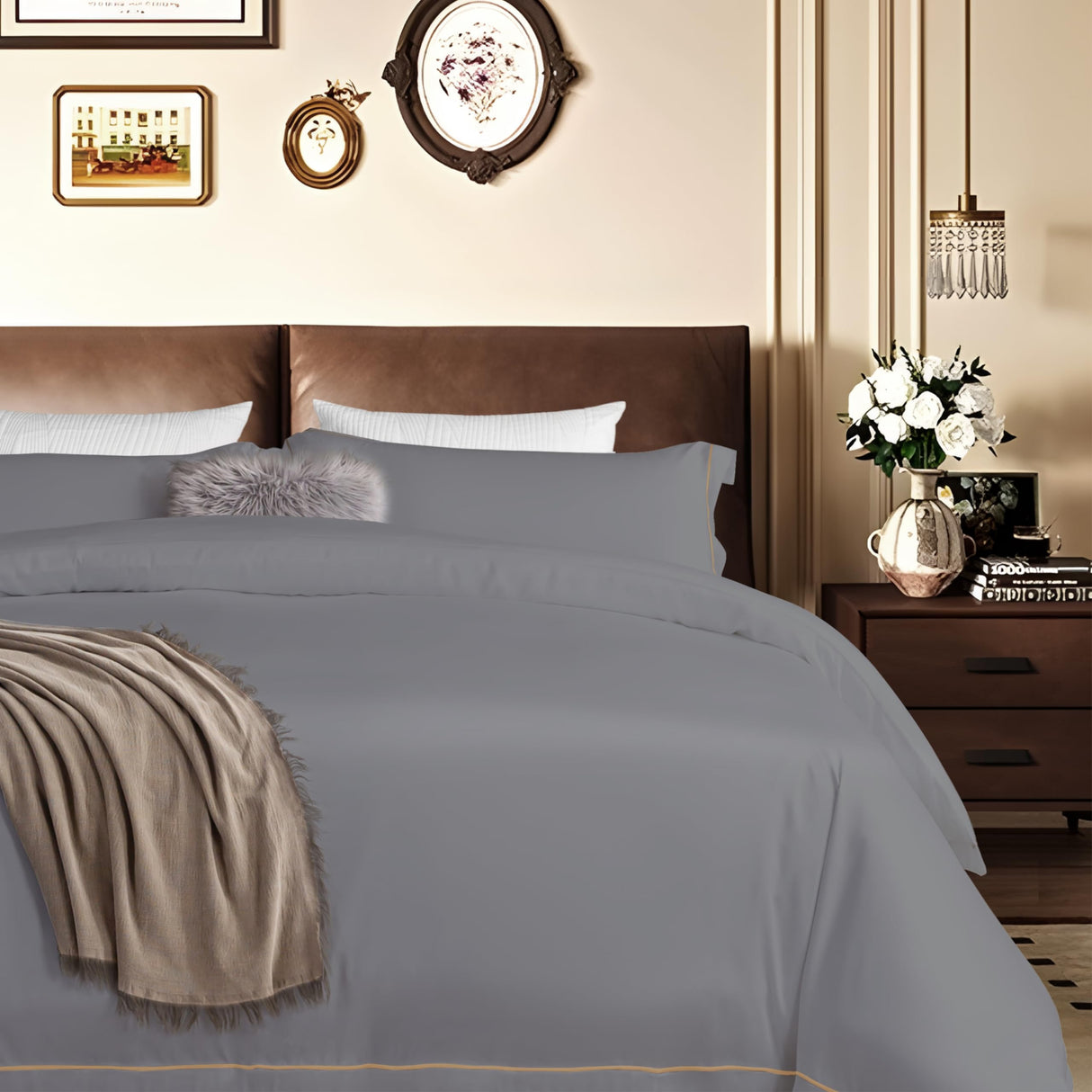 Cooling Queen Duvet Cover Set, Viscose Derived from Bamboo Comforter Cover Set