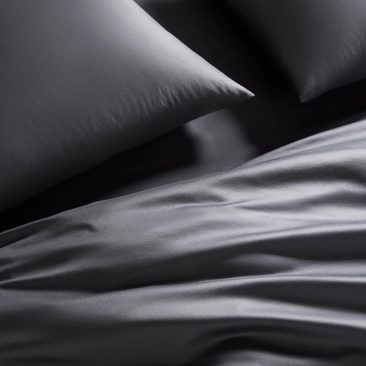 Luxury Sateen 4 Piece Sheet Set - 100% Cotton, King Size in Slate Grey - 1 Fitted Sheet, 1 Flat Sheet, 2 Pillowcases | Best Luxury Sheets