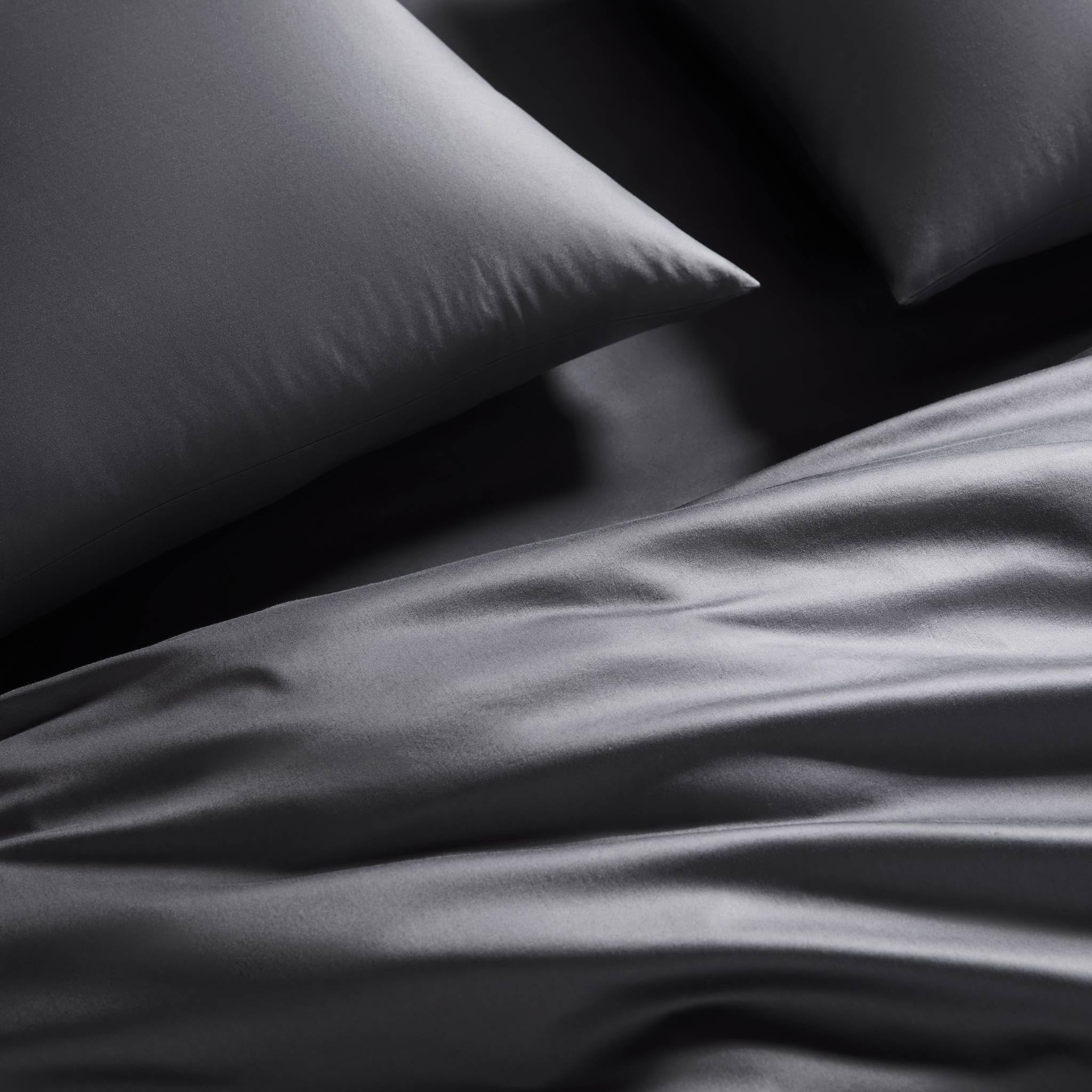 Luxury Sateen 4 Piece Sheet Set - 100% Cotton, King Size in Slate Grey - 1 Fitted Sheet, 1 Flat Sheet, 2 Pillowcases | Best Luxury Sheets