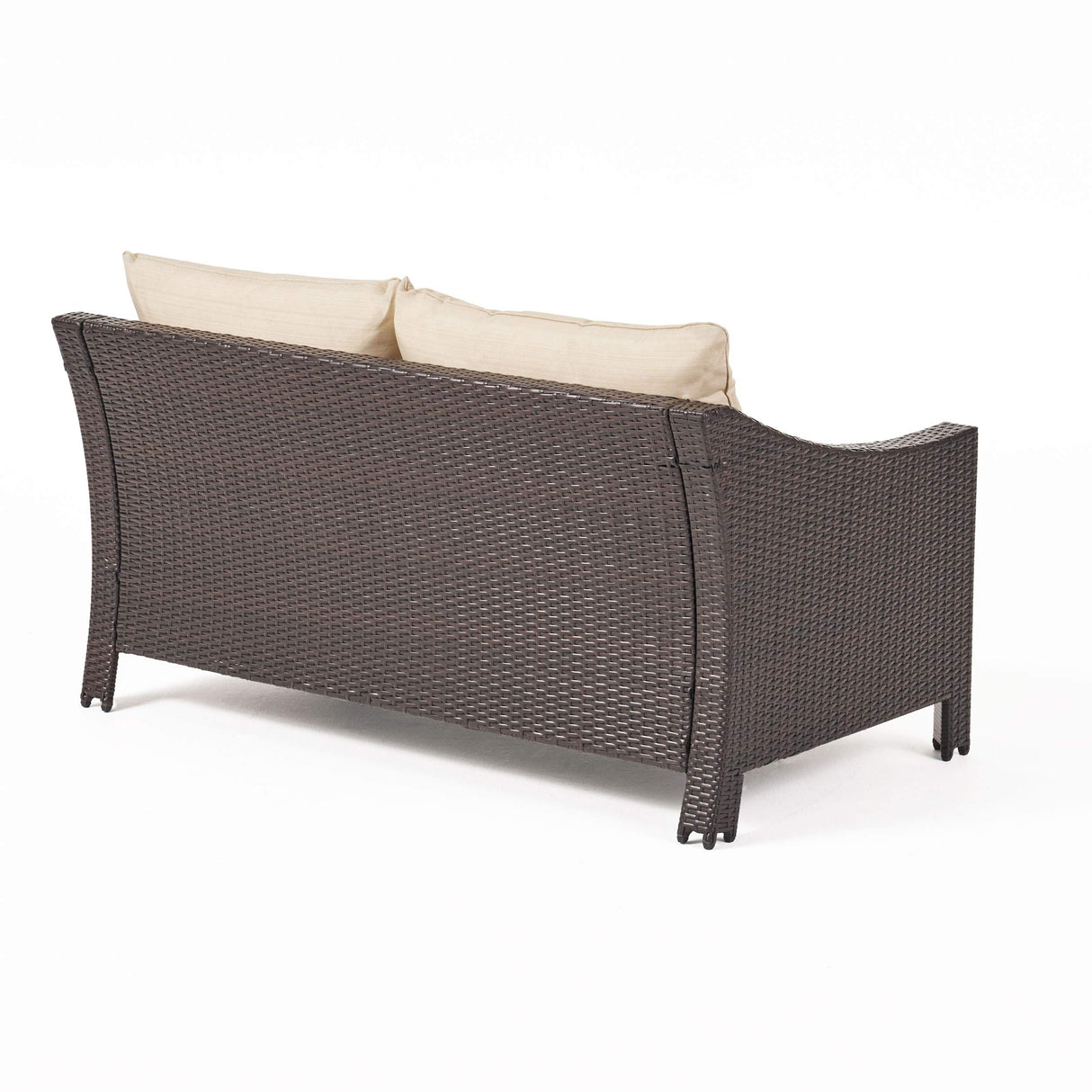 Antibes Outdoor Wicker Loveseat and Table Set with Water Resistant Cushions