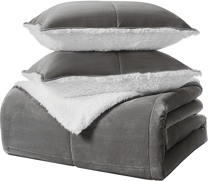 00520 Blissful King Comforter Set Reversible Fluffy All Season Comforter and Pillow Shams Easy Care Soft