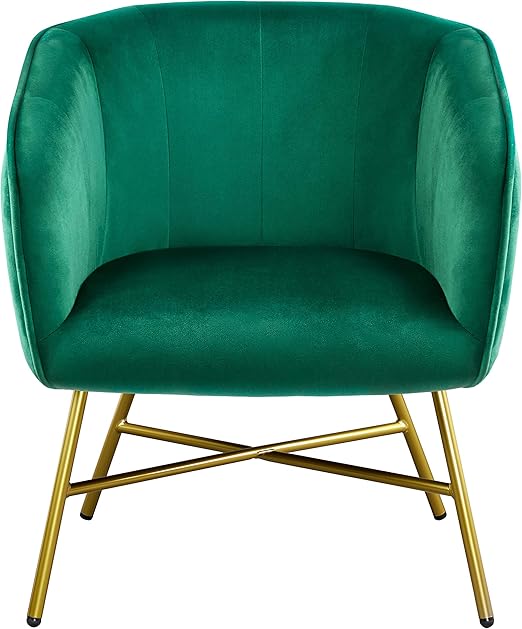 Accent Chair, Modern Velvet Living Room Chair with Mental Legs and Soft Padded