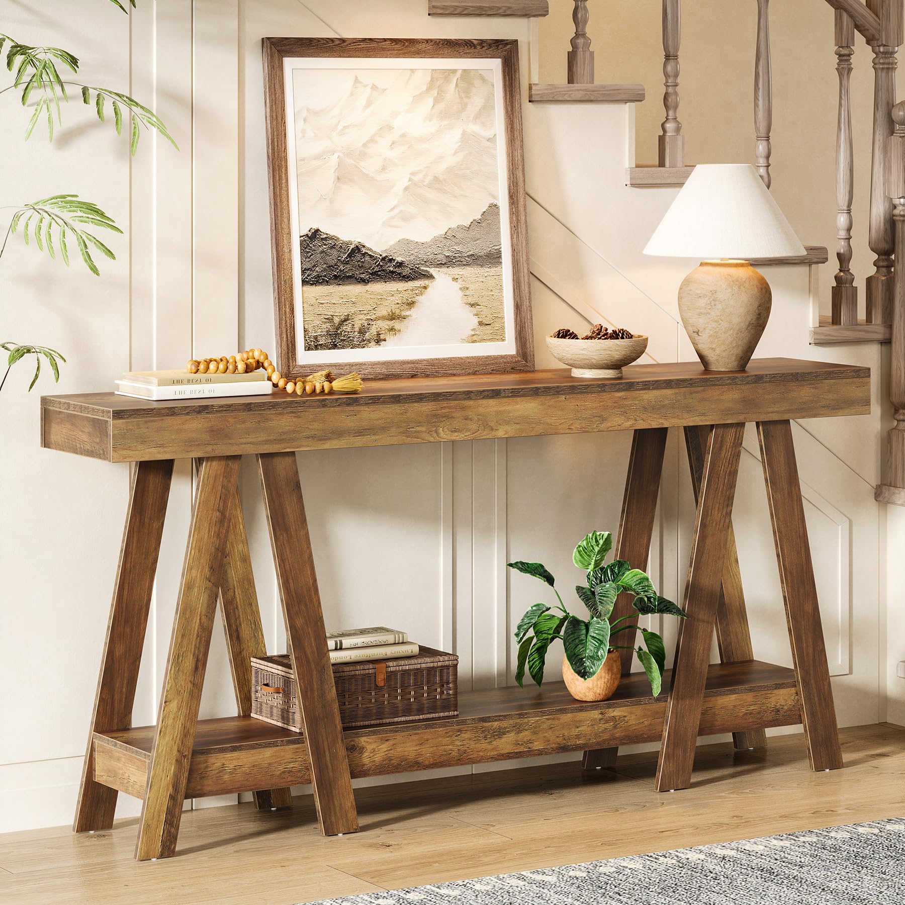 70.87" Farmhouse Console Table - 2-Tier Entryway Accent Table
