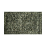 Morebes Vintage Throw Rugs, Boho 3x5 Washable Rug Non Slip,Soft Area Rug for Bedroom,Distressed Non-Shedding Floral Rug for Entryway Kitchen Foyer Bedside Playroom,Dark Green