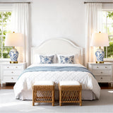 Chinoiserie Ceramic Table Lamps Set of 2 - 22" Blue and White Bedside Lamps