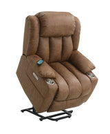 Omarion Faux Leather Power Recliner with Lift/Heating and Massage in Brown