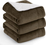 Warm Throw Blanket King - Thick Sherpa Flannel Reversible Blanket Grey for King Size