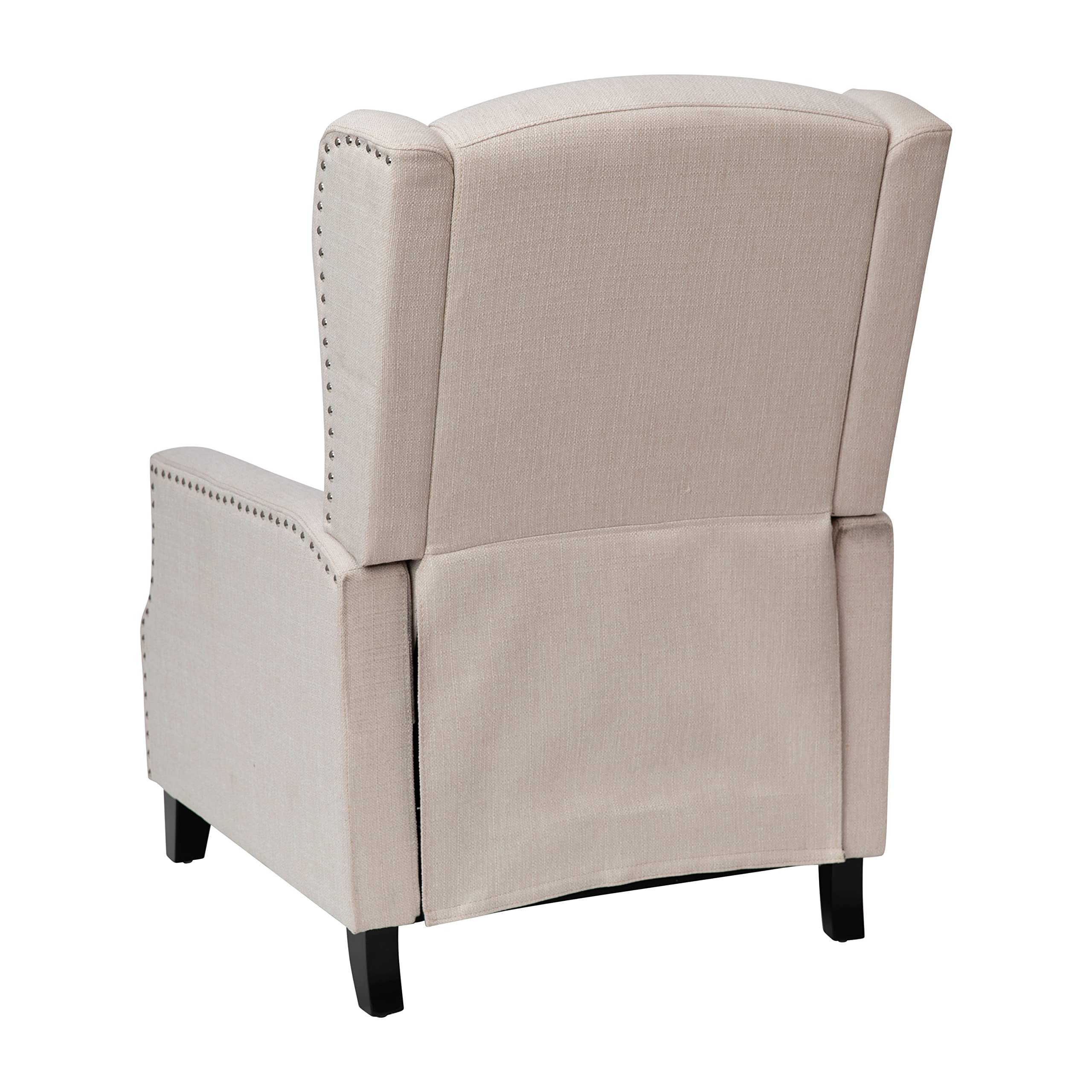 Prescott Polyester Fabric Upholstered Slim Wingback Recliner, Modern Pushback Recliner