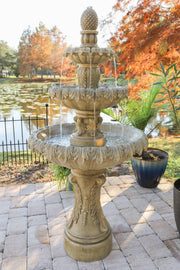 62" High Sandstone 3-Tier LED Outdoor Floor Fountain - John Timberland