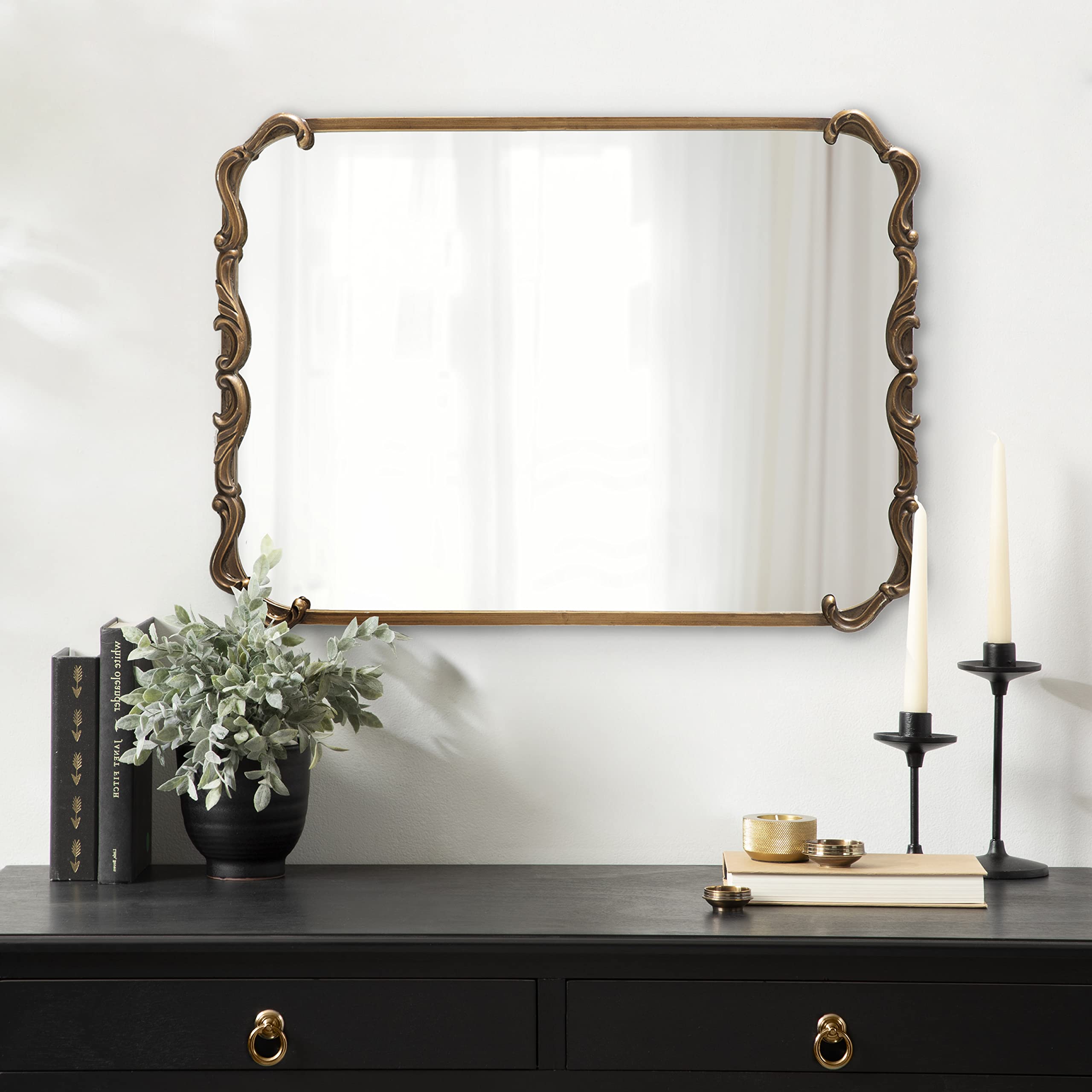 Rounded Rectangle Ornate Traditional Mirror