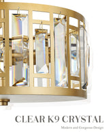 Crystal Ceiling Light, 2-Light Gold Flush Mount Light Fixture