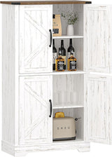 Bathroom Floor Storage Cabinet, Freestanding Cabinet with 4 Door, 2 Adjustable Shelves,