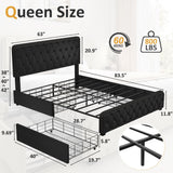 Queen Bed Frame with Headboard Faux Leather Upholstered Metal Queen Bed Frame