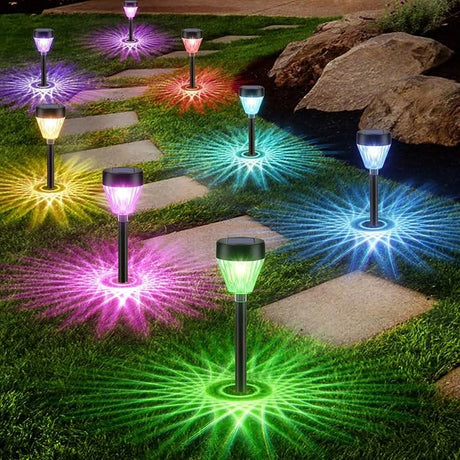 Solar Pathway Lights Waterproof: 8Pack Solar Lights Outdoor Garden Lights Auto On/Off