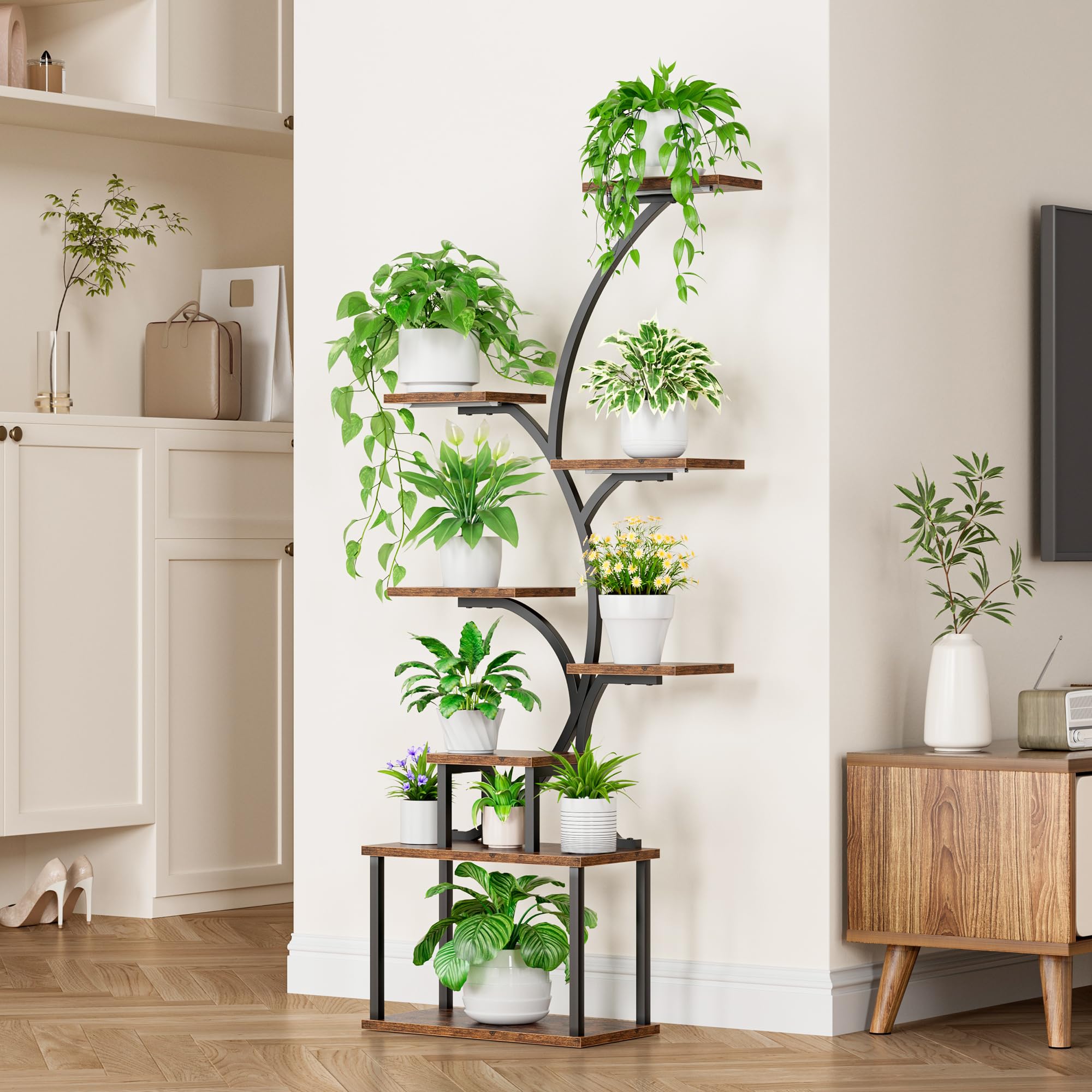 Plant Stand Indoor with Grow Light, 8-Tiered Tall Plant Stands for Indoor Plants Multiple
