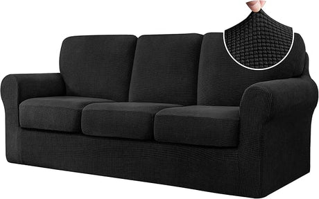 7 Piece Stretch Sofa Covers for 3 Cushion Couch Covers, 3 Seater Couch Slipcover