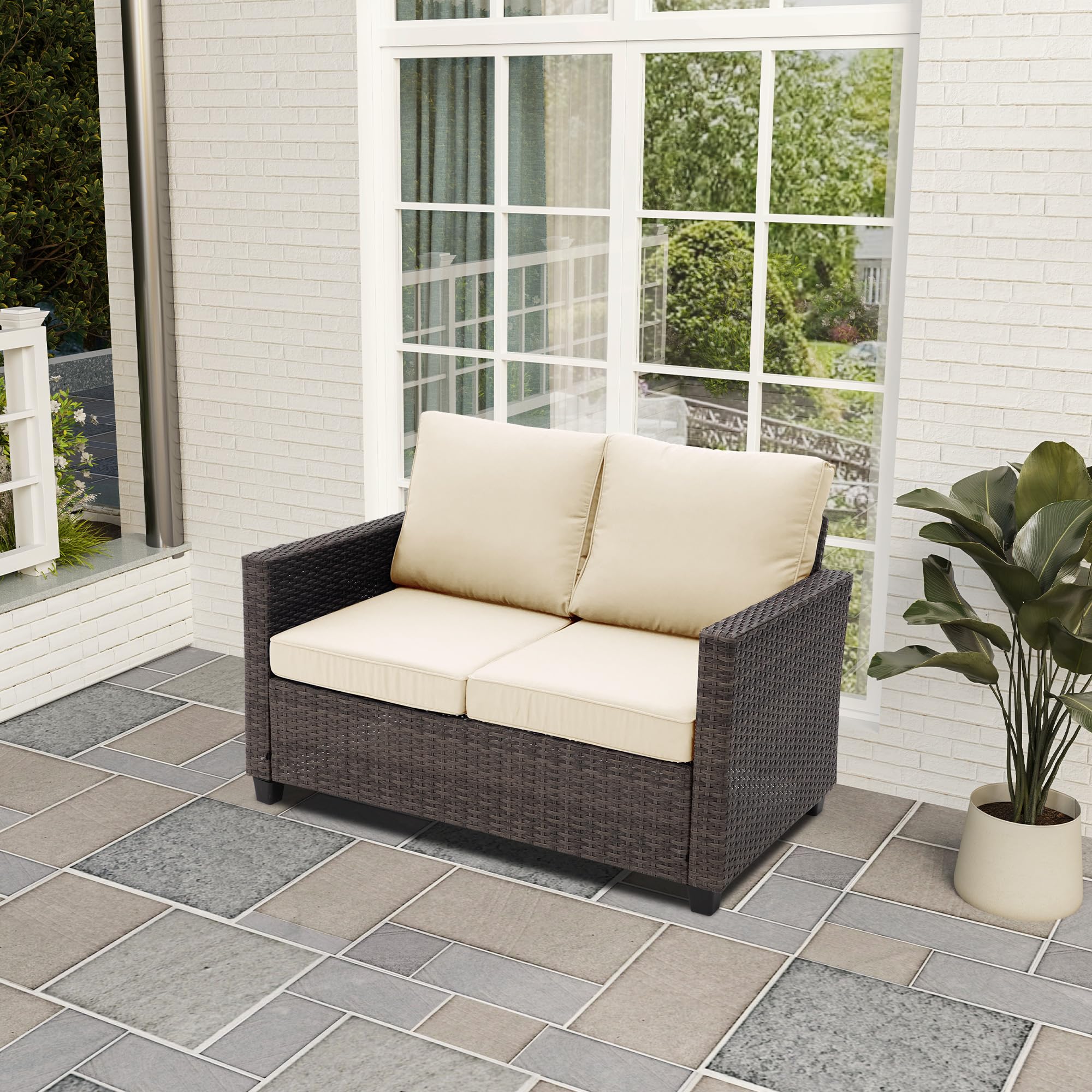Outdoor Wicker Loveseat Patio