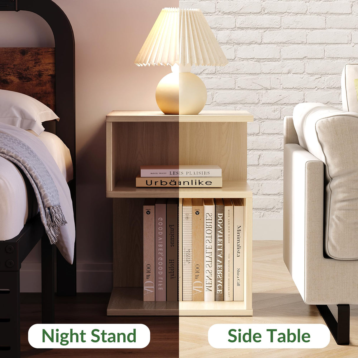 Tokyo S Minimalist 3 Tier End Table - Minimalist 3-Tier Wood Nightstand