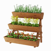 3-Tiers Wooden Raised Garden Bed Tiered Planter Box Vertical Garden Planter Wood Plant Stand