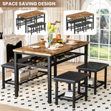 Kitchen Tables Set for 4, Rectangular Dining Room Table Set with Bench and Stools, 4