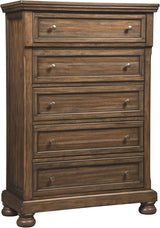 Lettner Traditional 5 Drawer Chest with Dovetail Construction, Light Gray