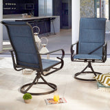 Patio Dining Chairs High Back Outdoor Swivel Rocker Set with All Weather Frame (Blue