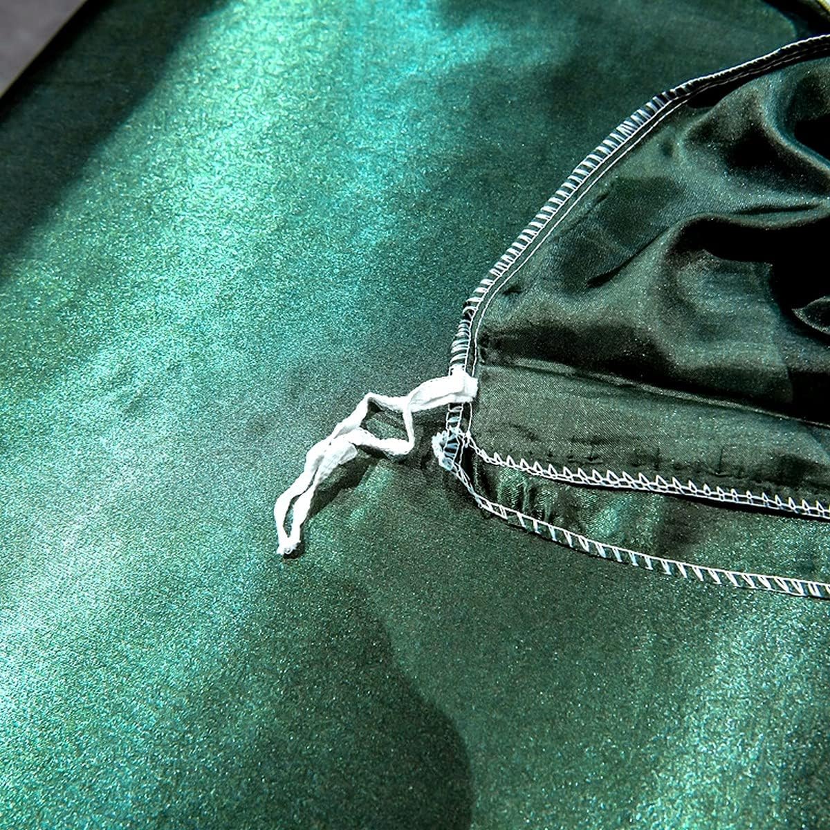 Hotel Green Duvet Cover Set Queen Silk Like Satin Bedding Set Summer Reversible