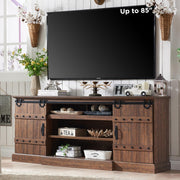 Farmhouse 75" TV Stand for 80 85 Inch TV, Rustic Media Console Table with Sliding