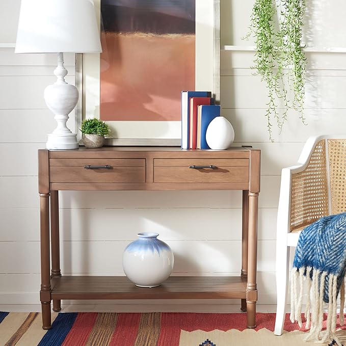 Home Collection Filbert Brown 2-Drawer Bottom Shelf Console Table