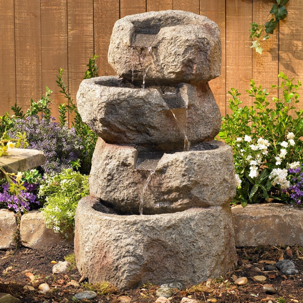 Glacial Rock Zen Rustic Outdoor Floor Water Fountain 30" High