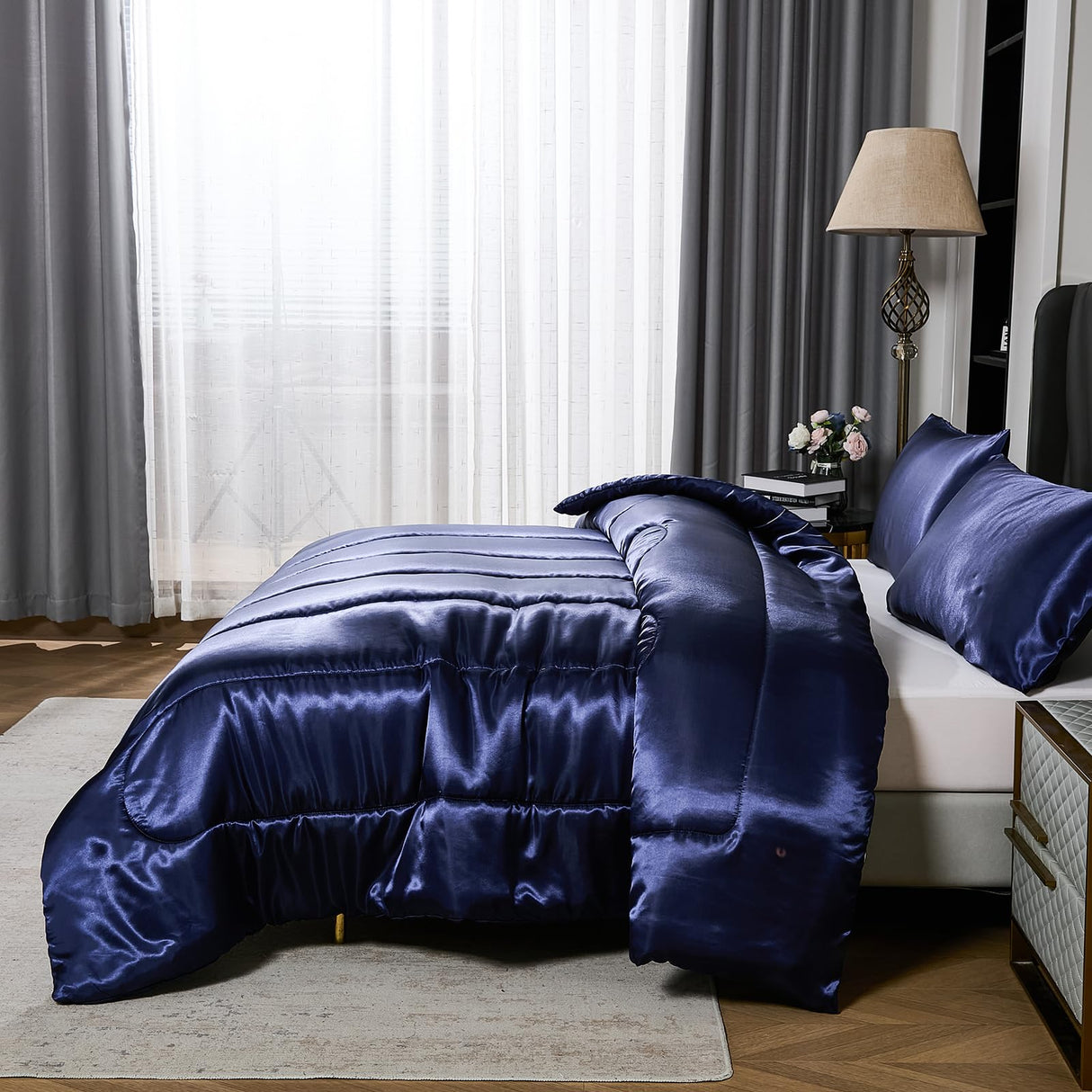 Satin Comforter Set King Silk Like Silky Bedding Set Luxury Hotel Silky Bed Home