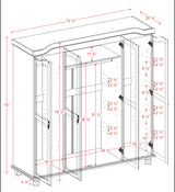 100% Solid Wood Kyle 4-Door Armoire Wardrobe Closet