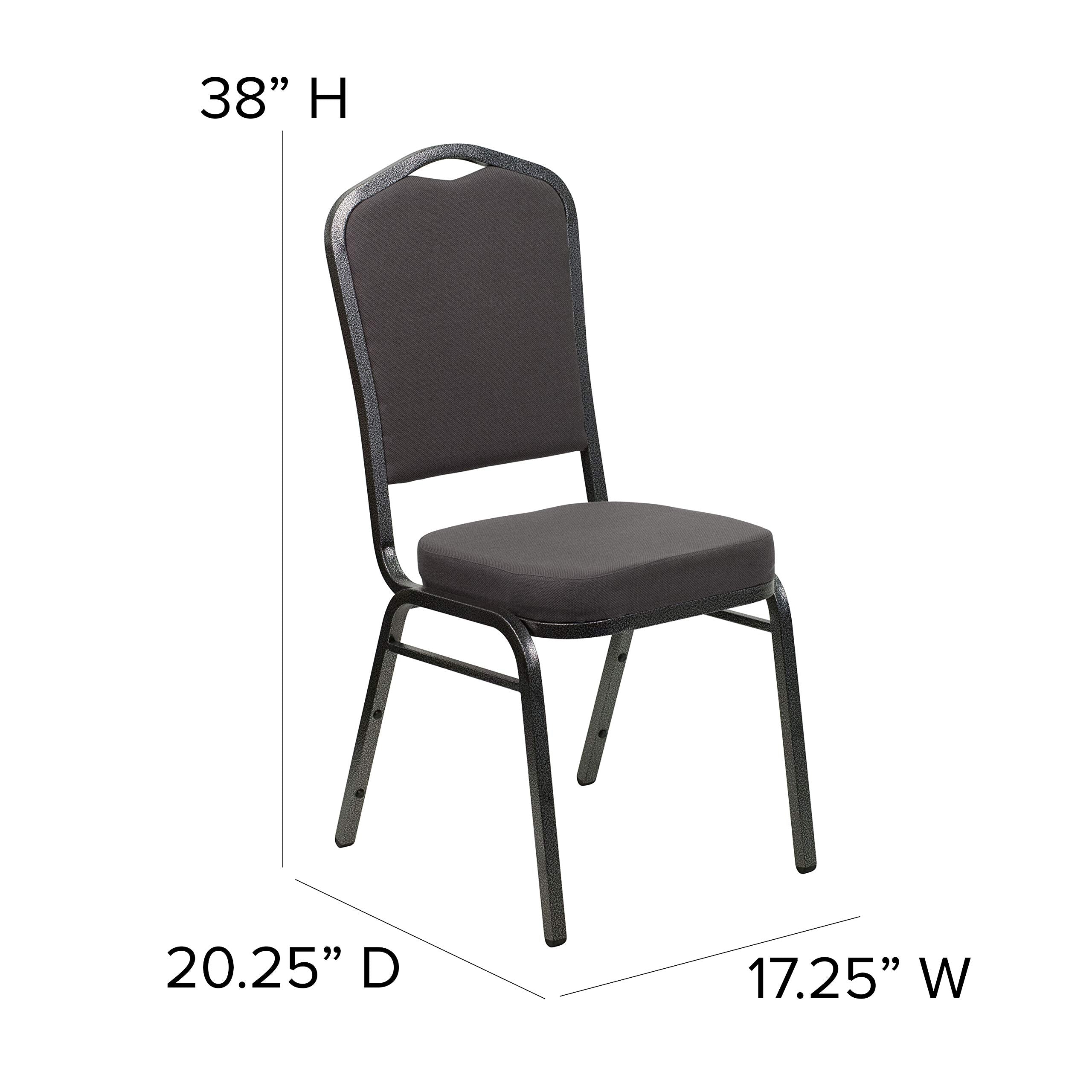 Crown Back Stacking Banquet Chair, Gray Fabric/Silver Vein Frame