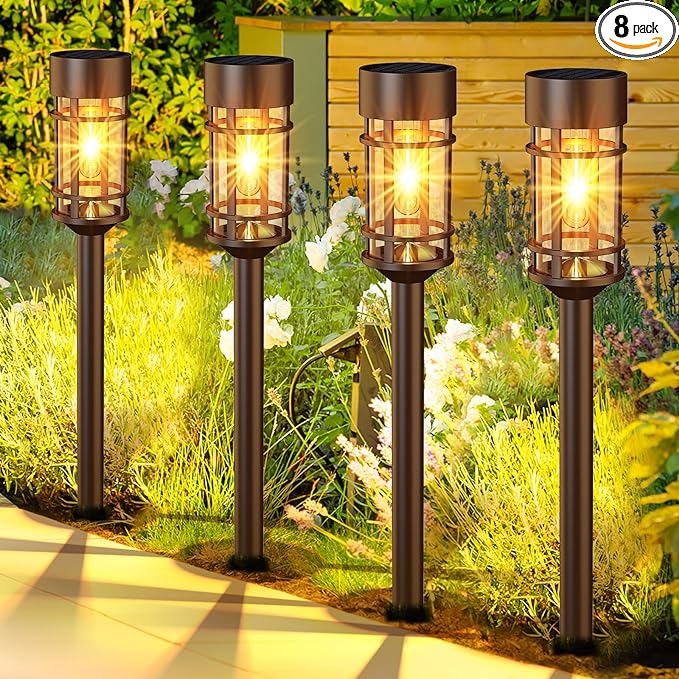 Solar Pathway Lights Outdoor 8 Pack, Solar Lights Outdoor Waterproof