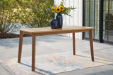 Janiyah Contemporary Outdoor Acacia Wood Dining Table with Umbrella Hole