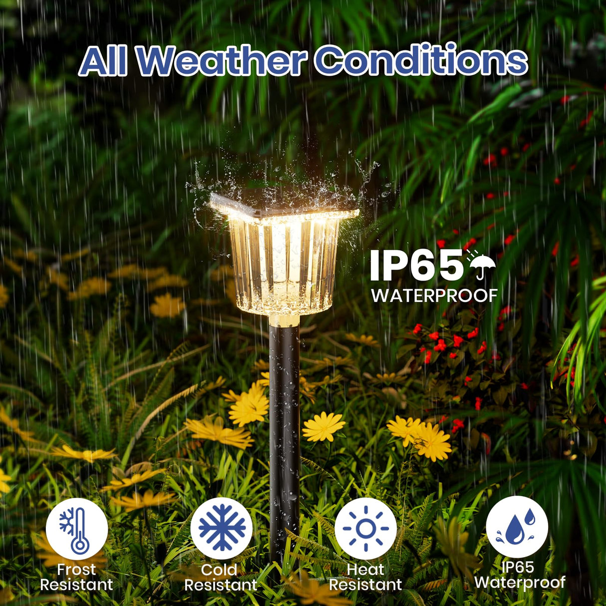 Powered Pathway Lights for Outside, 6 Pack Solar Garden Lights ip65 Waterproof, Up