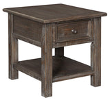 Wyndahl Rustic Rectangular End Table, Distressed Dark Brown Finish