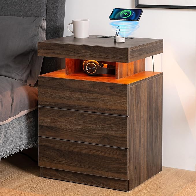 Nightstand with Wireless Charging Station