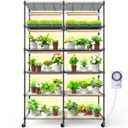Plant Stand with Grow Lights for Indoor Plants, 6-Tier Large Tall Metal Plant Shelf