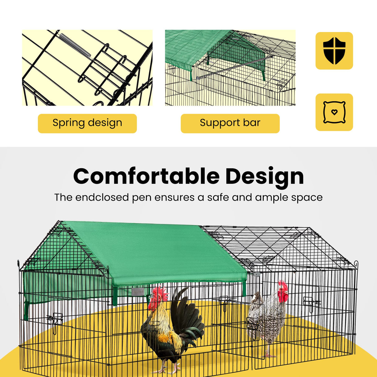 9 71” x 30” Foldable Outdoor Backyard Metal Coop Chicken Cage Enclosure Duck Rabbit 9