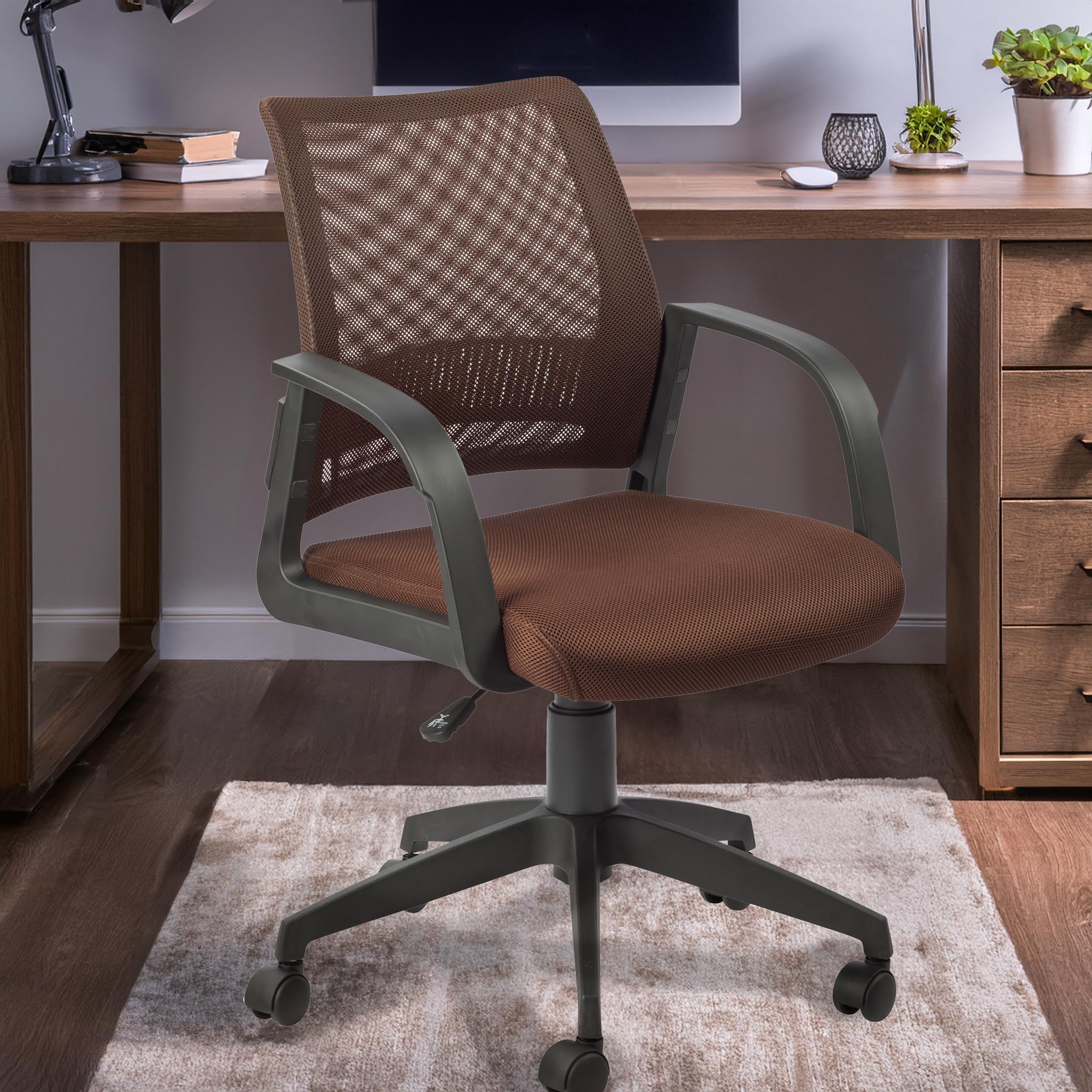 Height Mesh Back Office Desk Chair, Deep Brown, 24"
