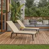 Patio Chaise Lounge Set of 2 with 5 Adjustable Backrest, Foldable Aluminum Chaise Lounge Chair Recliner