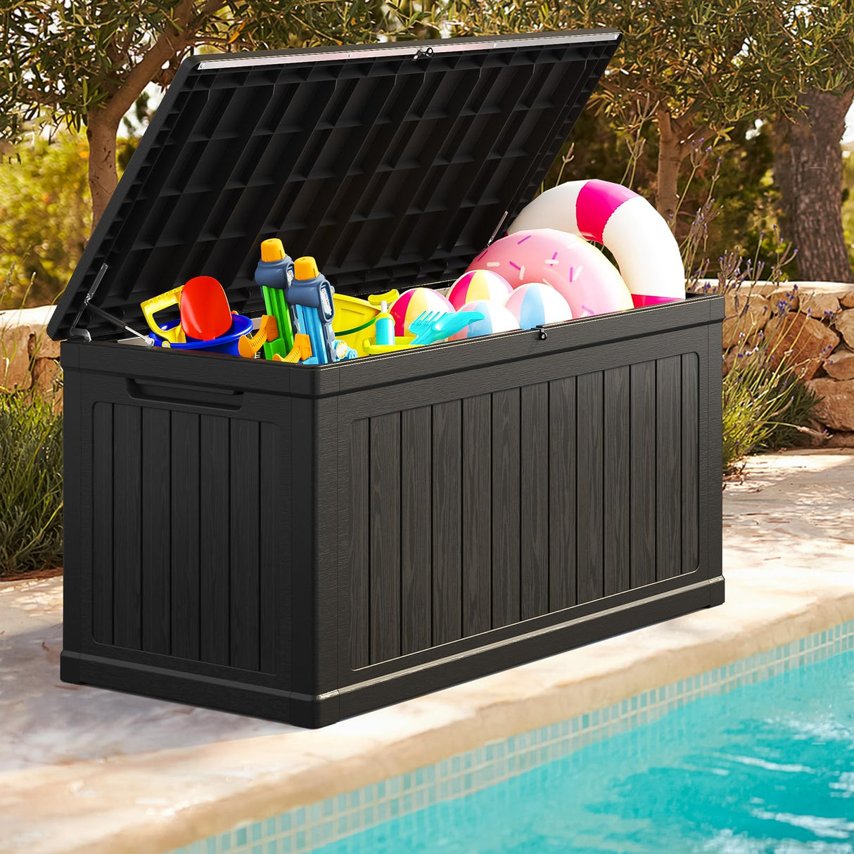 230 Gallon Outdoor Large Resin Storage Box, Waterproof Deck Box