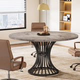 Round Conference Table for 4-6, 47-Inch Conference Room Table with Thickened Tabletop