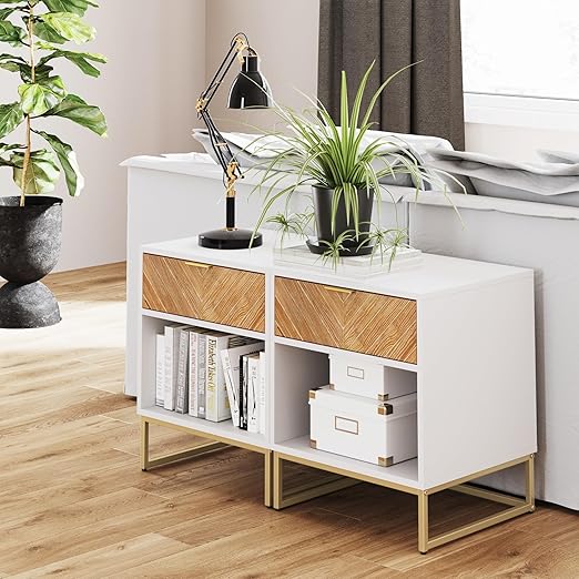 Kensi Nightstand Side Accent or End Table with Storage