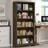 5-Shelf Wood Bookcase, 65 Inch Tall Bookshelf with Storage, Floor Standing Display Book Shelf (Rustic Brown)