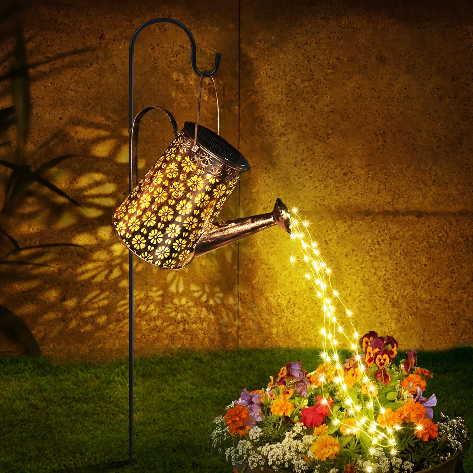 Solar Watering Can with Lights,Solar Outdoor Garden Decor Waterproof Large Hanging