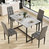 5-Piece Dining Table Set for 4, 47.24-Inch Faux Marble Kitchen Table with Highback PU Leather Chairs, Modern Dining Room Table Set for Apartment, Kitchens, Restaurant